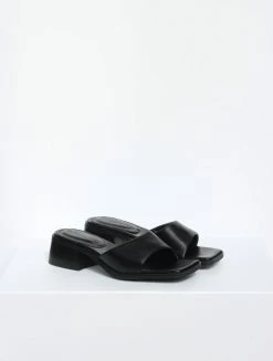Collection And Co Shoes Pia Up-Cycled Vegan Leather Block Heel Mules | Black