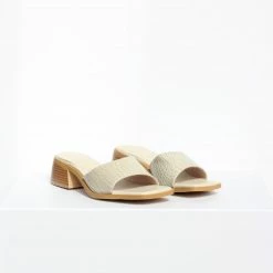 Collection And Co Shoes Pia Up-Cycled Vegan Leather Block Heel Mules | Cream Croc