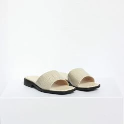 Collection And Co Shoes Romi Up-Cycled Vegan Leather Sandals | Cream Croc