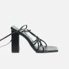 Collection And Co Mara Up-Cycled Vegan Leather Heeled Strap Sandals | Black