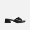 Collection And Co Shoes Pia Up-Cycled Vegan Leather Block Heel Mules | Black