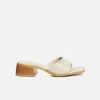 Collection And Co Shoes Pia Up-Cycled Vegan Leather Block Heel Mules | Cream Croc