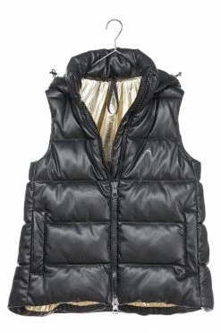 CULTHREAD Arundel Special Edition Hooded Recycled Vegan Leather Vest | Black & Gold