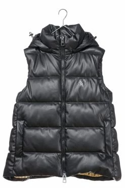CULTHREAD Arundel Special Edition Hooded Recycled Vegan Leather Vest | Black & Gold