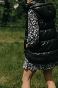 CULTHREAD Arundel Special Edition Hooded Recycled Vegan Leather Vest | Black & Gold