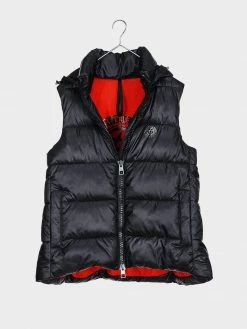 CULTHREAD Arundel Hooded Vegan Vest | Midnight Black & Orange Clothing