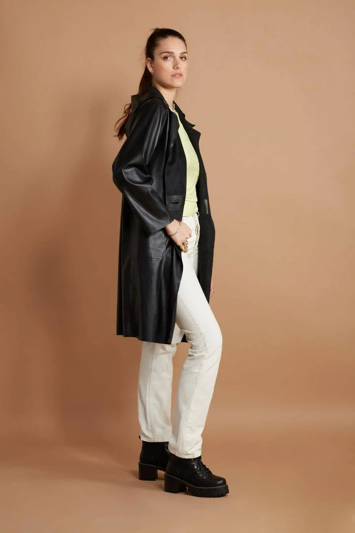 CULTHREAD Ladbroke Recycled Vegan Leather Reversible Duster Coat | Black Clothing 4 CULTHREAD Ladbroke Recycled Vegan Leather Reversible Duster Coat | Black Clothing