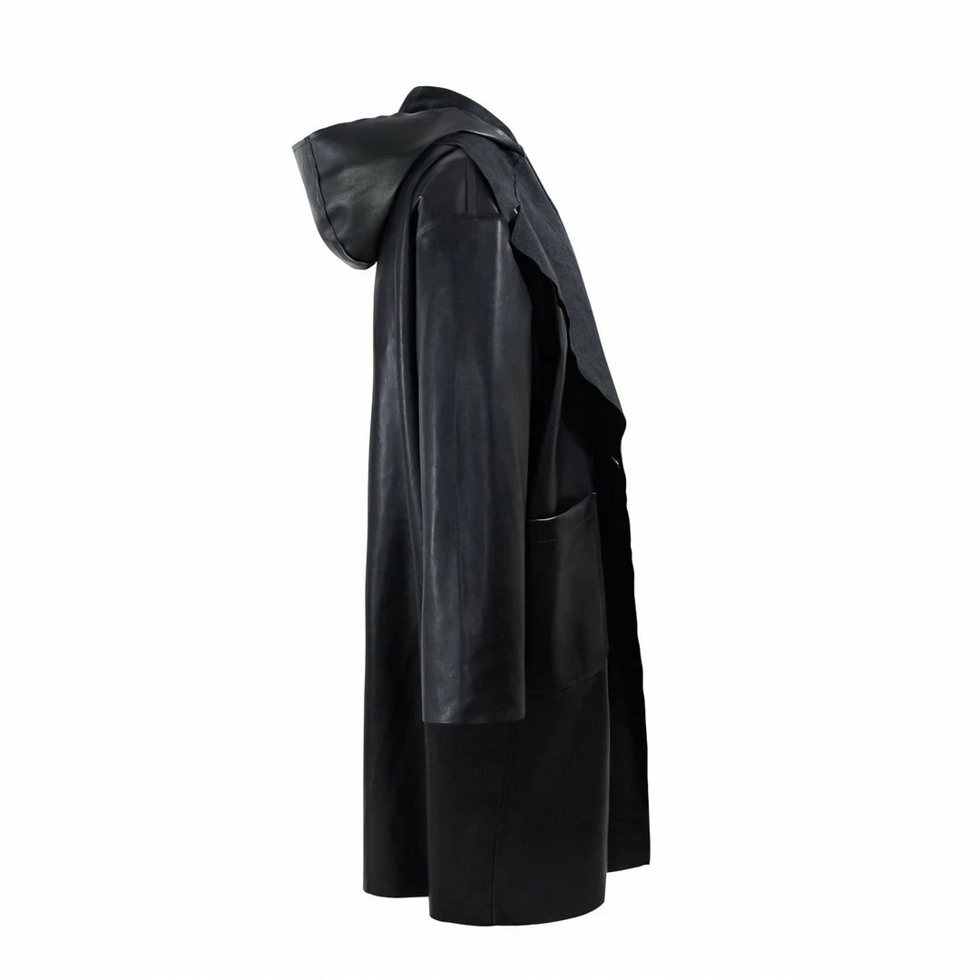 CULTHREAD Ladbroke Recycled Vegan Leather Reversible Duster Coat | Black Clothing 6 CULTHREAD Ladbroke Recycled Vegan Leather Reversible Duster Coat | Black Clothing