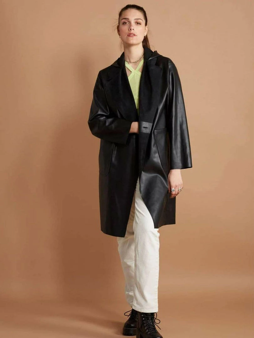 CULTHREAD Ladbroke Recycled Vegan Leather Reversible Duster Coat | Black Clothing 3 CULTHREAD Ladbroke Recycled Vegan Leather Reversible Duster Coat | Black Clothing