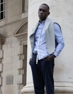 Cut & Pin Clothing Slim Fit Cotton Oxford Shirt | Navy