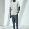 Cut & Pin Clothing Relaxed Fit Crew Neck Cotton T-shirt | Grey Stripe
