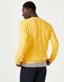 Cut & Pin Crew Neck Organic Cotton Popper Shoulder Sweatshirt | Yellow Clothing
