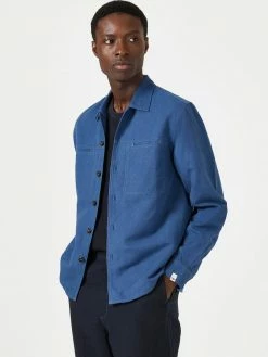 Cut & Pin Organic Cotton & Linen Relaxed Overshirt | Deep Blue Clothing