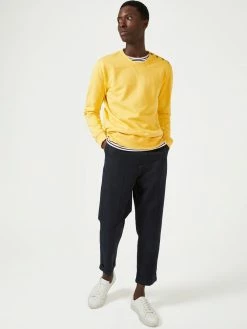 Cut & Pin Crew Neck Organic Cotton Popper Shoulder Sweatshirt | Yellow Clothing