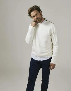 Cut & Pin Organic Cotton Popper Shoulder Sweatshirt | Cream