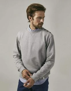 Cut & Pin Clothing Organic Cotton Popper Shoulder Sweatshirt | Grey