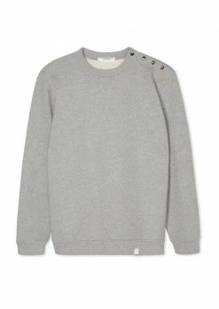 Cut & Pin Clothing Organic Cotton Popper Shoulder Sweatshirt | Grey