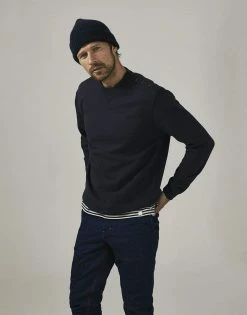 Cut & Pin Organic Cotton Popper Shoulder Sweatshirt | Navy 9 Cut & Pin Organic Cotton Popper Shoulder Sweatshirt | Navy