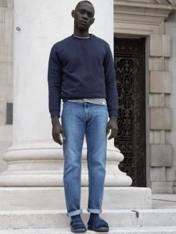 Cut & Pin Organic Cotton Popper Shoulder Sweatshirt | Navy