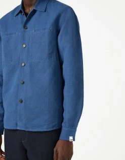 Cut & Pin Organic Cotton & Linen Relaxed Overshirt | Deep Blue Clothing