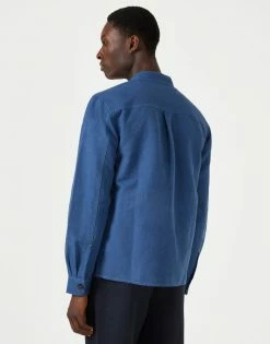 Cut & Pin Organic Cotton & Linen Relaxed Overshirt | Deep Blue Clothing