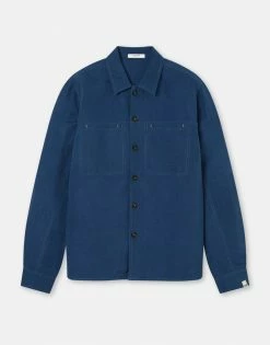 Cut & Pin Organic Cotton & Linen Relaxed Overshirt | Deep Blue Clothing