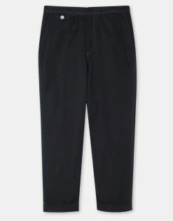 Cut & Pin Smart-Casual Organic Cotton & Linen Relaxed Trousers | Dark Navy Clothing
