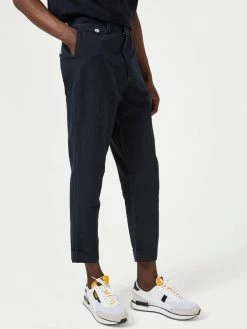 Cut & Pin Smart-Casual Organic Cotton & Linen Relaxed Trousers | Dark Navy Clothing
