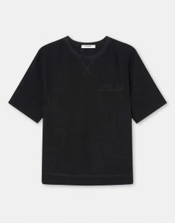 Cut & Pin Woven Natural Linen T-Shirt | Dark Navy 9 Cut & Pin Woven Natural Linen T-Shirt | Dark Navy