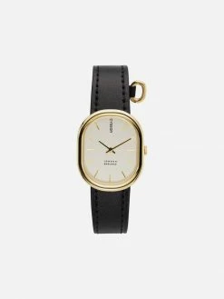 Cyssan Accessories CYS2 Watch With White, Gold & Champagne Dial | Black Vegan Leather Strap