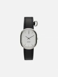 Cyssan CYS3 Watch With White & Silver Dial | Black Vegan Leather Strap