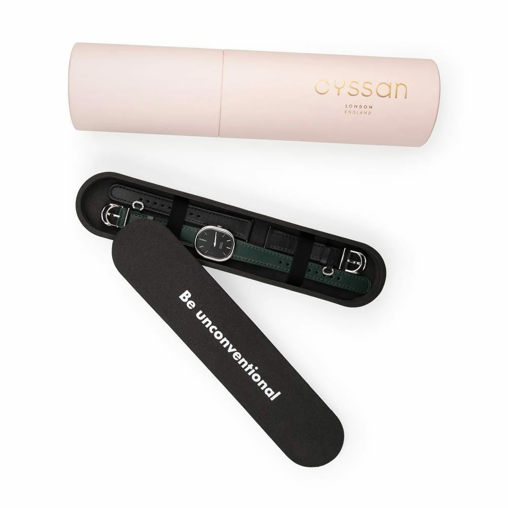 Cyssan CYS4 Watch With Black & Silver Dial | Green Vegan Leather Strap Accessories 8 Cyssan CYS4 Watch With Black & Silver Dial | Green Vegan Leather Strap Accessories