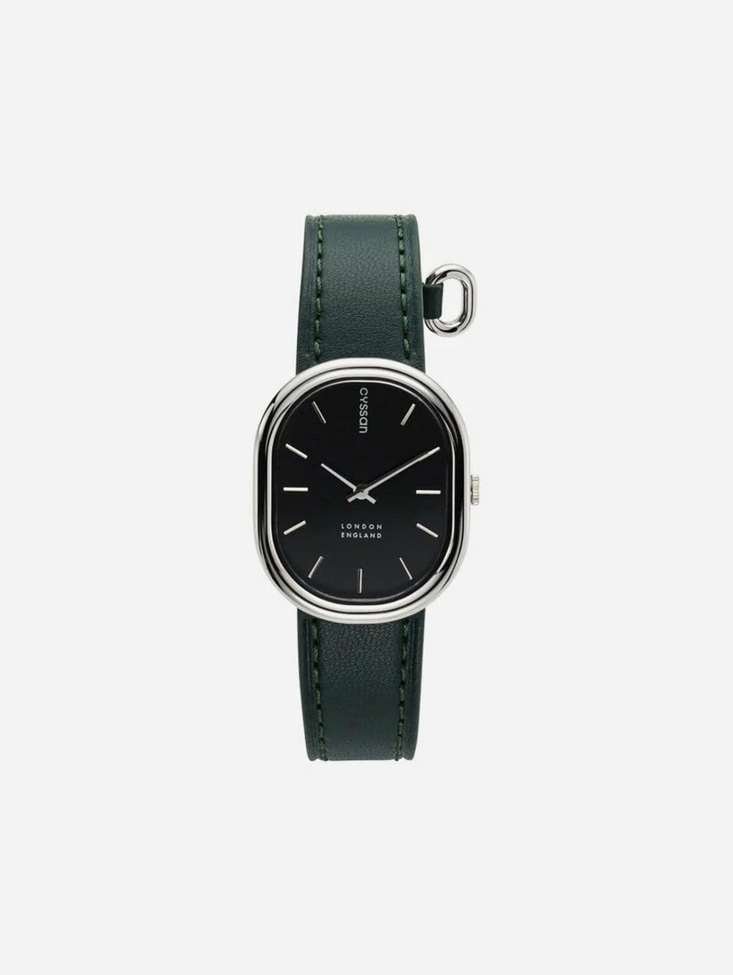 Cyssan CYS4 Watch With Black & Silver Dial | Green Vegan Leather Strap Accessories 3 Cyssan CYS4 Watch With Black & Silver Dial | Green Vegan Leather Strap Accessories