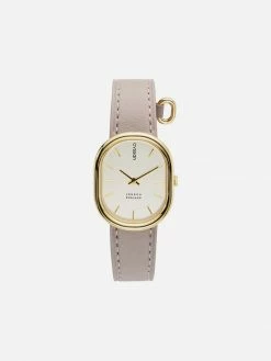Cyssan Accessories CYS5 Watch With White, Gold & Champagne Dial | Sand Vegan Leather Strap
