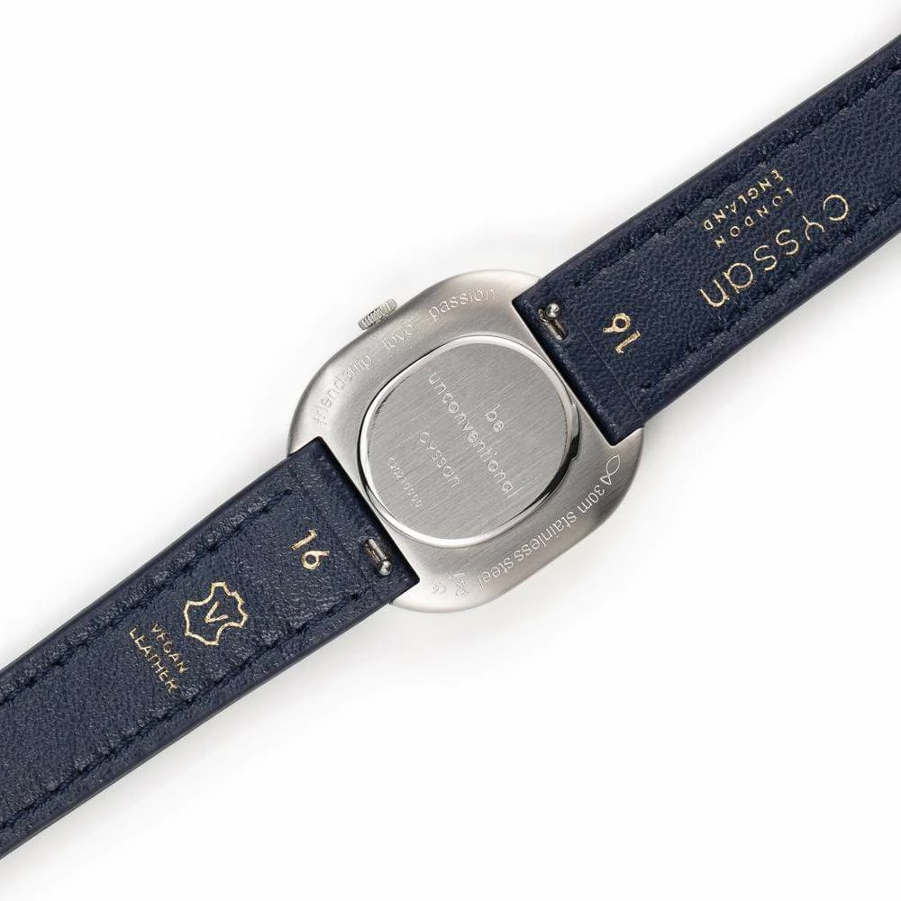 Cyssan CYS6 Watch With White & Silver Dial | Navy Vegan Leather Strap 5 Cyssan CYS6 Watch With White & Silver Dial | Navy Vegan Leather Strap