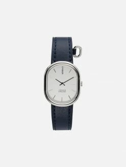 Cyssan CYS6 Watch With White & Silver Dial | Navy Vegan Leather Strap