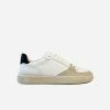 Dauntless Bāsik Panelled Vegan Leather Trainer | Light Grey & Eggshell