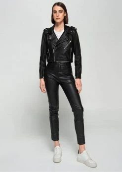 Dauntless Crop Vegan Leather Biker Jacket | Black Clothing