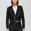 Dauntless Crop Vegan Leather Biker Jacket | Black Clothing