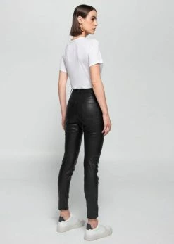 Dauntless Clothing Milly Vegan Leather Skinny Trousers | Black