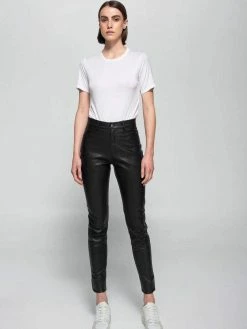 Dauntless Clothing Milly Vegan Leather Skinny Trousers | Black