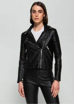 Dauntless Moto Vegan Leather Quilted Biker Jacket | Black Clothing