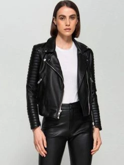 Dauntless Moto Vegan Leather Quilted Biker Jacket | Black Clothing
