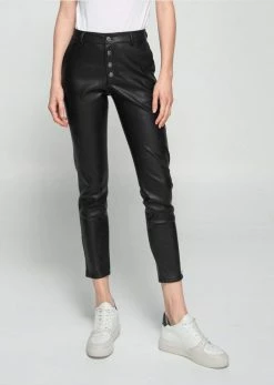 Dauntless Clothing Nina Vegan Leather Cropped Trousers | Black 9 Dauntless Clothing Nina Vegan Leather Cropped Trousers | Black