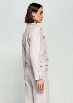 Dauntless Sophie Vegan Suede Biker Jacket | Light Beige