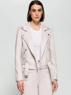 Dauntless Sophie Vegan Suede Biker Jacket | Light Beige