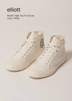 Elliott Climate Positive Recycled Canvas High-Top Trainer | White/Stripes Shoes