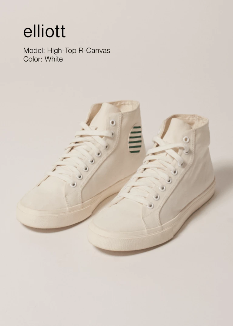 Elliott Climate Positive Recycled Canvas High-Top Trainer | White/Stripes Shoes 4 Elliott Climate Positive Recycled Canvas High-Top Trainer | White/Stripes Shoes