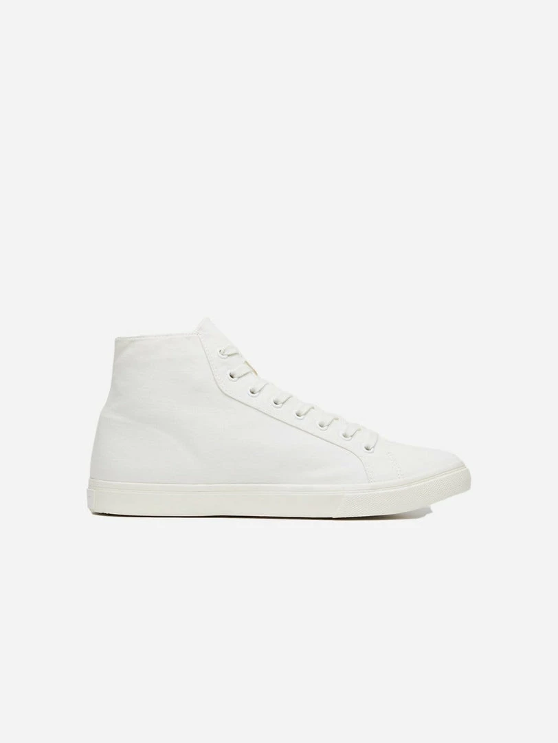Elliott Climate Positive Recycled Canvas High-Top Trainer | White/Stripes Shoes 3 Elliott Climate Positive Recycled Canvas High-Top Trainer | White/Stripes Shoes
