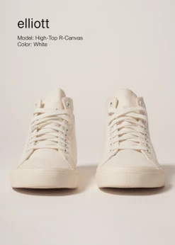 Elliott Climate Positive Recycled Canvas High-Top Trainer | White/Stripes Shoes 11 Elliott Climate Positive Recycled Canvas High-Top Trainer | White/Stripes Shoes